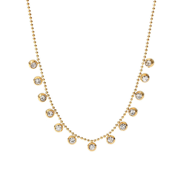 Fashionable and versatile titanium steel necklace white zircon stainless steel necklace for women