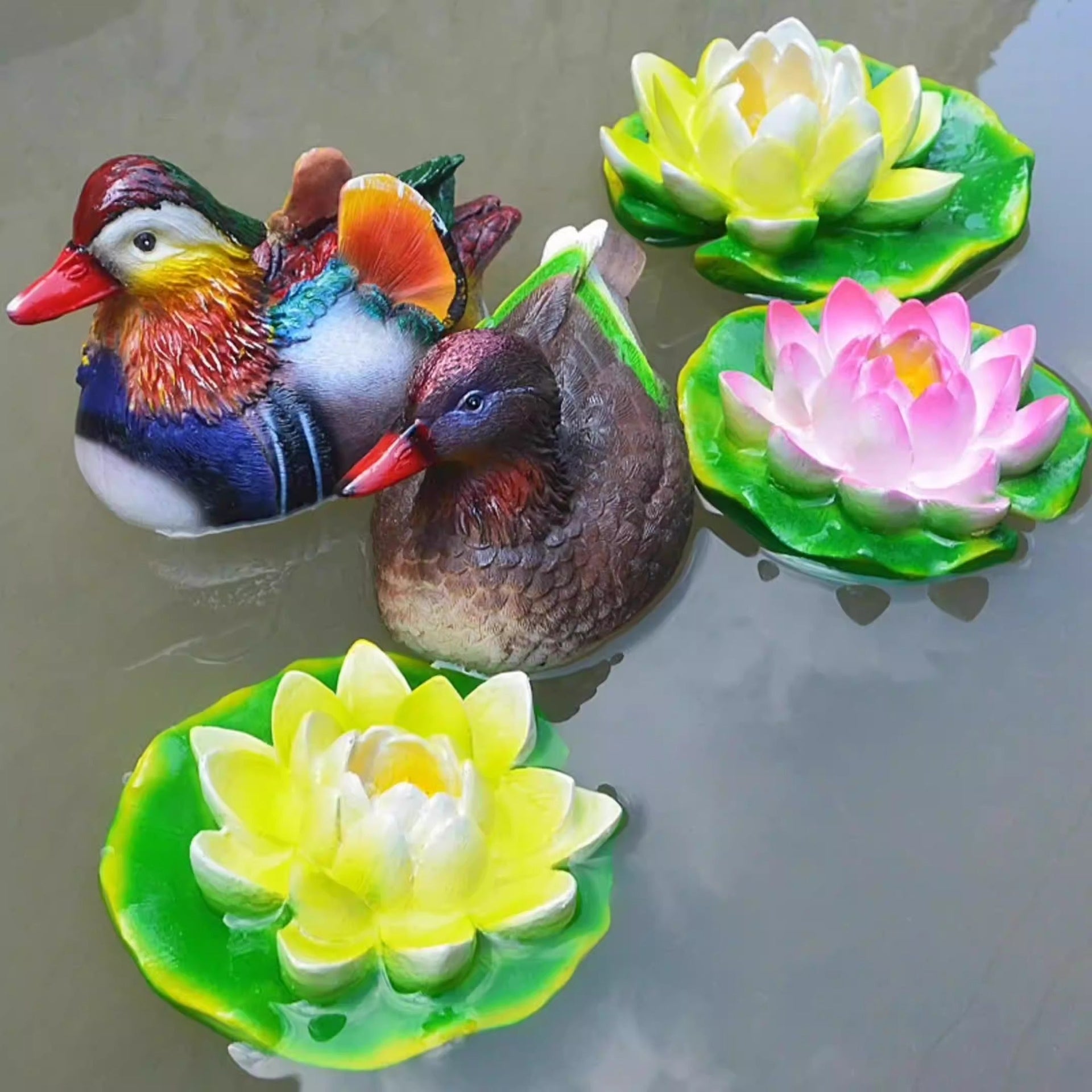 Floating Mandarin Duck Landscape Resin Decoration