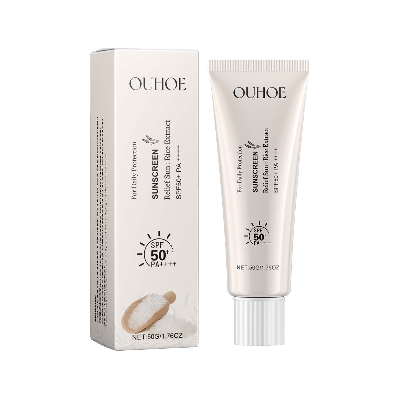 Ouhoe Rice Protective Cream Outdoor Uv Isolation Waterproof Moisturizing Skin Refreshing Non-Sticky Protective Cream