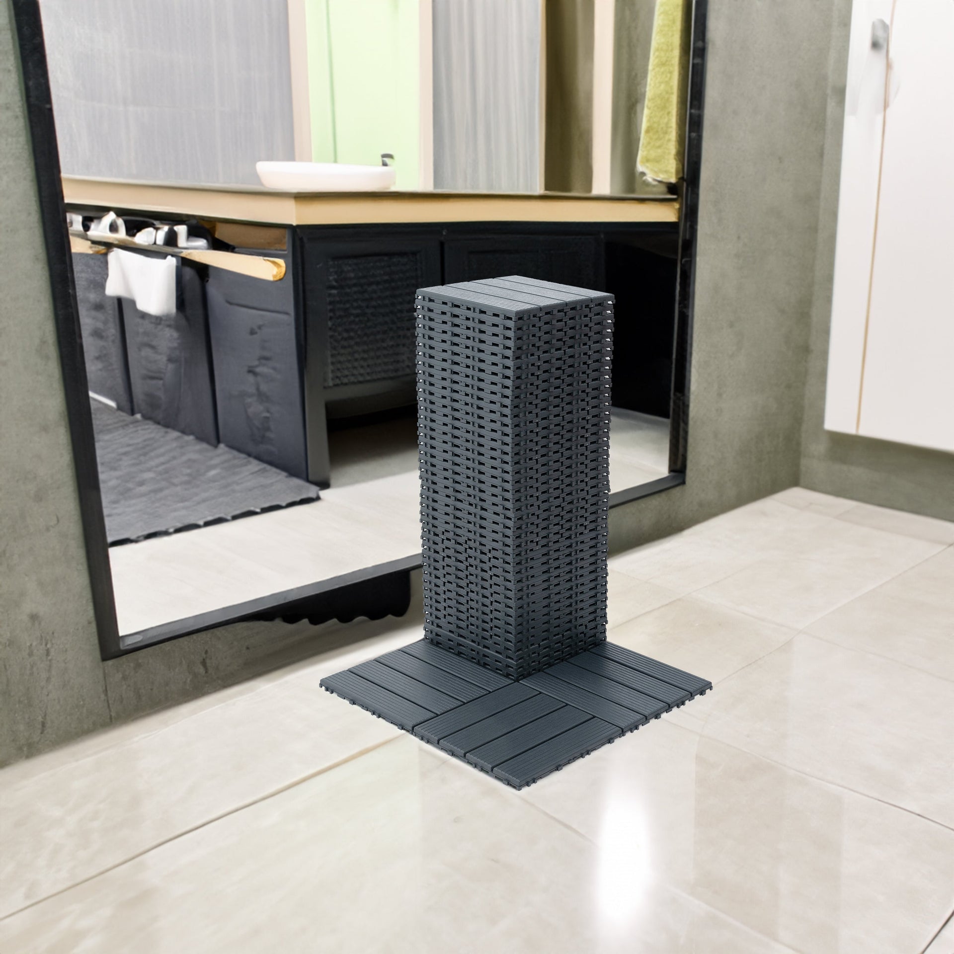 Plastic interlocking deck tiles, 44 waterproof outdoor terrace deck tiles, 12 