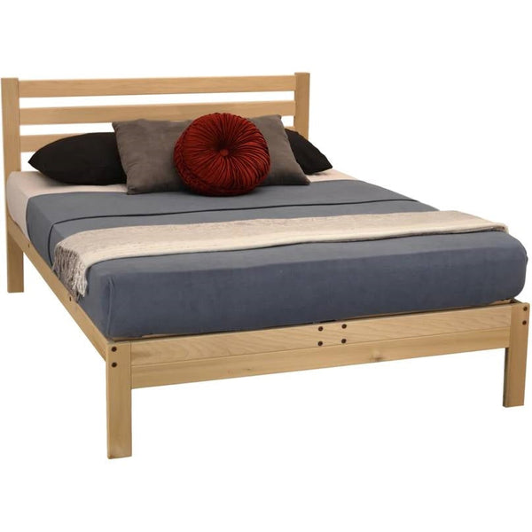 CA size Solid Wood Platform Bed Frame with Slatted Headboard - Made in USA