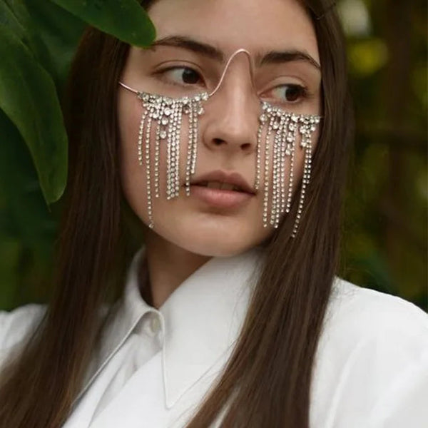 Hot tassel glasses frame no lens rhinestone glasses frame personality accessories female