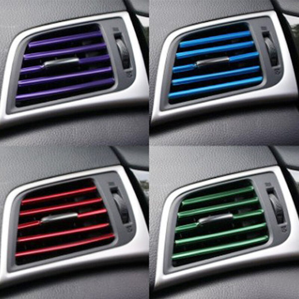 10pcs/lot Car-styling Plating Air Outlet Trim Strip Interior Air Vent Grille Switch Rim Trim Outlet Decoration Strip DIY
