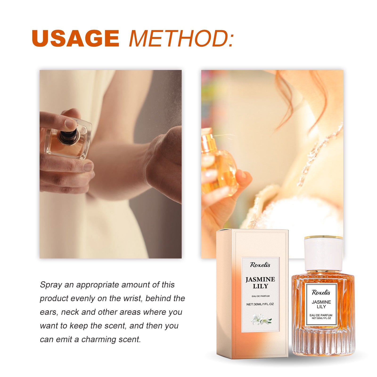 Lily Women Pheromone Perfume, Wrist Behind Ear Neck Natural Long-Lasting Light Fragrance Delicate Elegance Exudes Feminine Charm