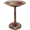 Outdoor Garden Polyresin Bird Bath in Rustic Aged Copper Brown Finish