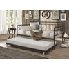 Twin size Rounded Iron Daybed with Roll Out Trundle Bed Frame in Copper Brown