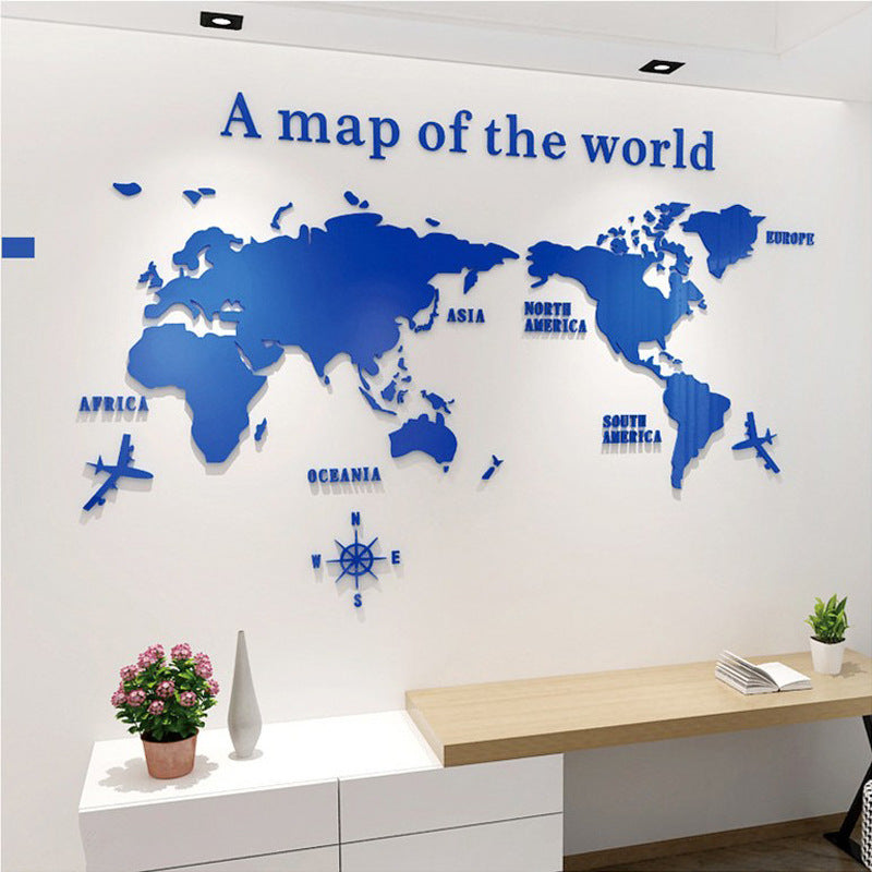 Creative Home Background Wall Stickers Acrylic 3D Wall Stickers Living Room TV Background M70- Map