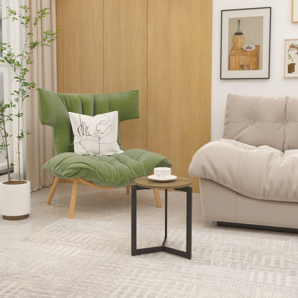 19.68''H Round Side Table, Round Accent End Table with Sturdy Metal Frame, Round Nightstand, for Living Room, Brown