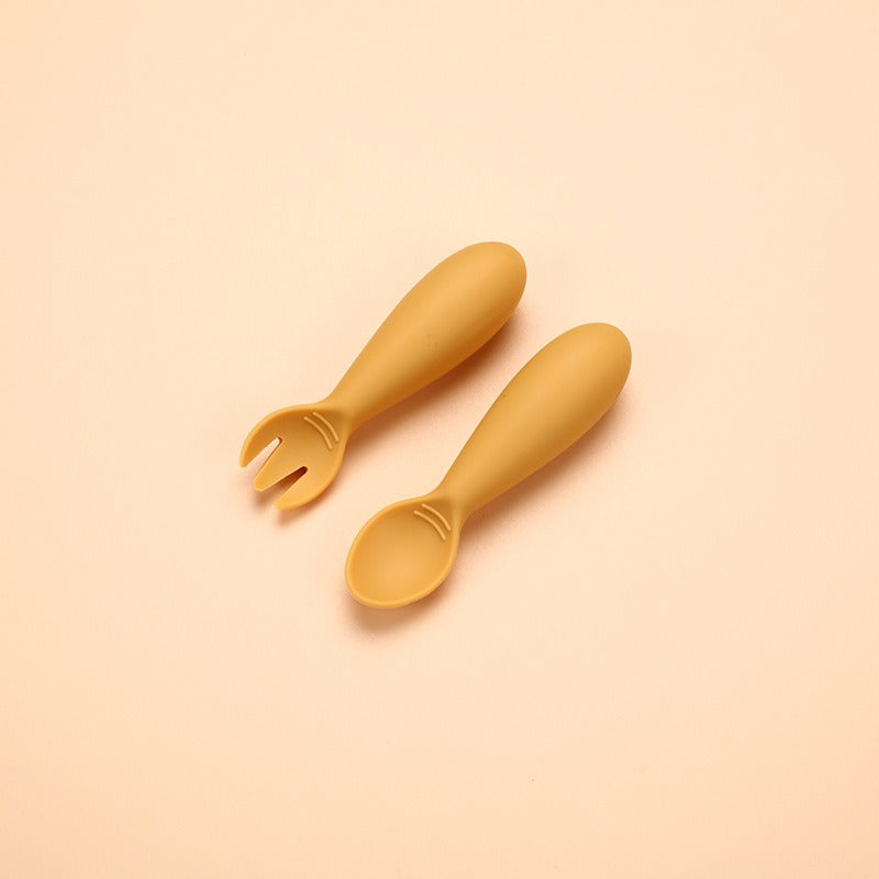 Hot selling silicone baby soft spoon, food grade children's complementary food, eating fat fork spoon