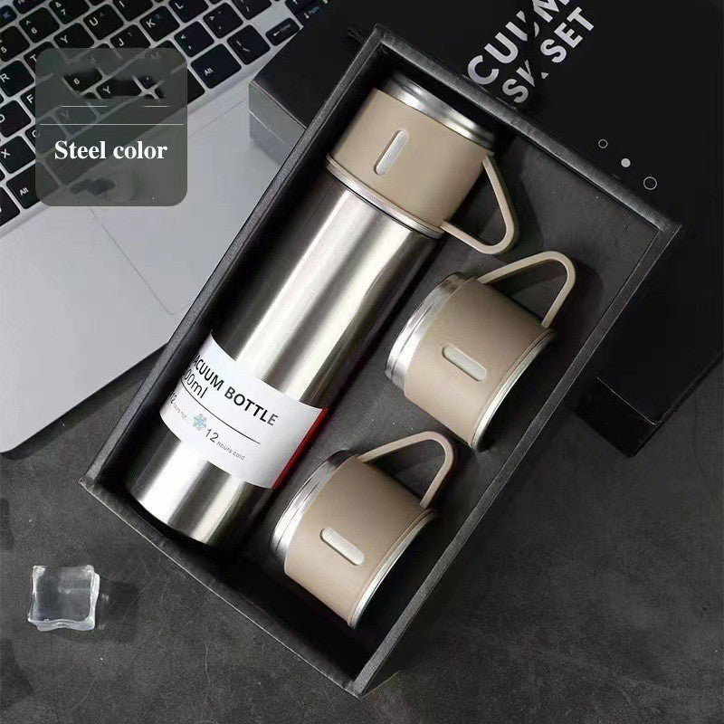 A cup of three-lid thermos cup portable fashion gift box set stainless steel cup