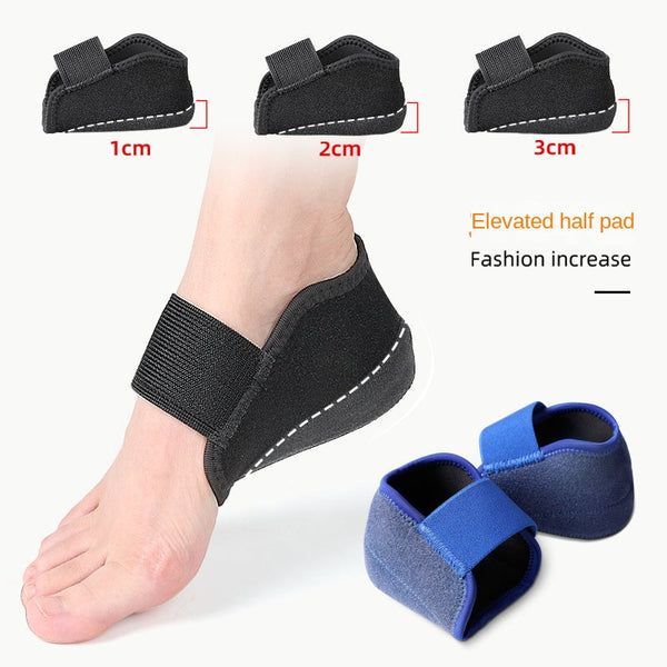 Height-Boosting Heel Protector with Shock Absorption and Pressure Relief, Magic Tape Foot Heel Cover, Silicone Anti-Slip Half-Size Pad