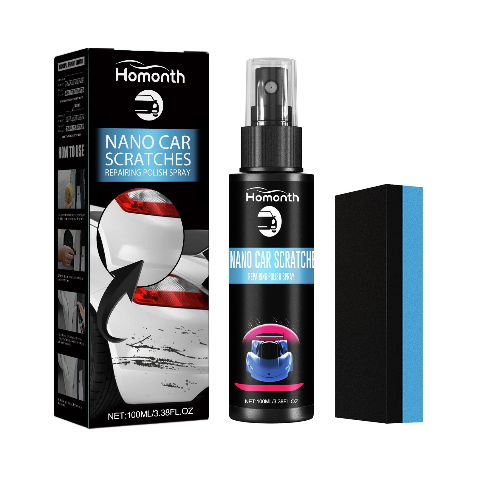 Scratch Repair Spray, Automotive Scratch Reconditioning Cleaning Repair Maintenance Brightening Care Paint Spray