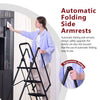Four step ladder, lightweight folding four step stool, wide anti slip pedal and safety handle, sturdy steel ladder