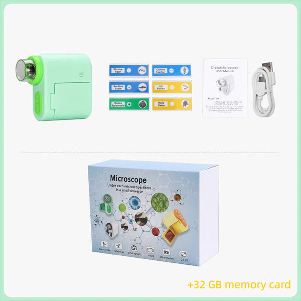 Handheld portable screen with camera microscope for children's science, high school students' toys can see bacteria 1000 times