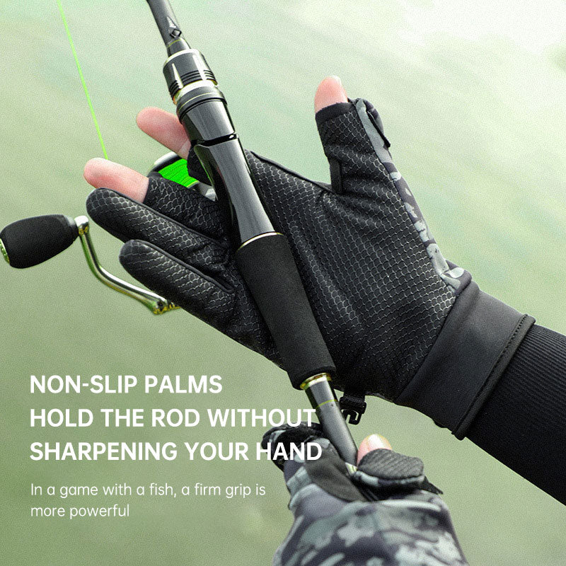 Outdoor Luya fishing gloves male dew three-finger non-slip plus velvet warm windproof riding cold-proof fishing gloves.
