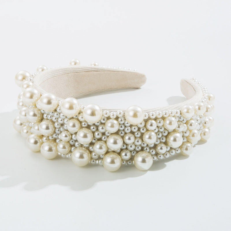 New Heavy Industry Pearl Hair Ornament Women's Wide brim Korean version Net Red Washing Head Band Hair Ornament