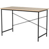 Modern Home Office Computer Desk Table with Black Metal Frame Wood Top in Oak