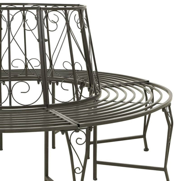 Roundabout Circular Outdoor Garden Tree Bench in Heavy Duty Grey Steel