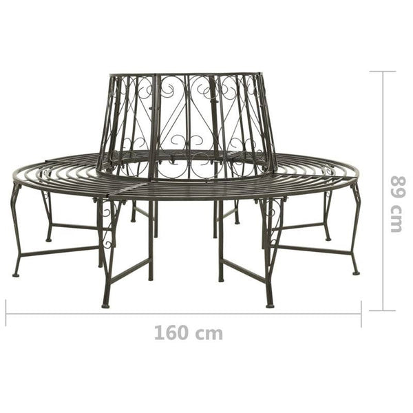 Roundabout Circular Outdoor Garden Tree Bench in Heavy Duty Grey Steel