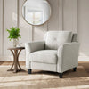 Cream Microfiber Upholstered Chair Armchair with Button Tufted Back Cushion