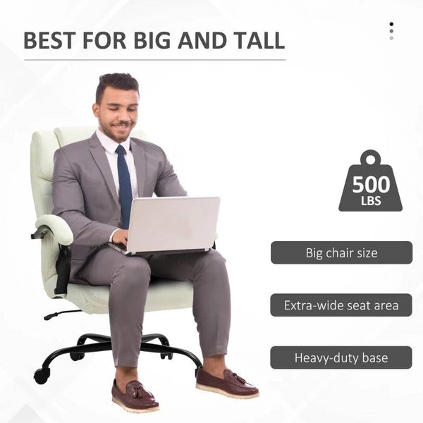 Cream White Big/Tall Adjustable Height Office Chair - 500 lbs. Weight Capacity
