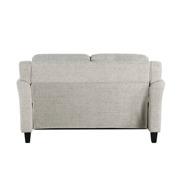 Modern Upholstered Loveseat Sofa in Cream Microfiber with Button Tufted Cushions
