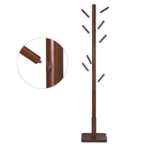 Adjustable Height Mid-Century Modern Style Coat Rack in Walnut Wood Finish