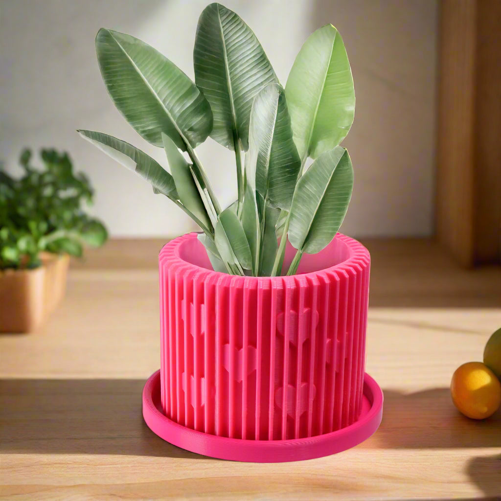 Modern Heart-Shaped Planter with Drainage & Saucer – Unique Valentine’s Day Gift for Plant Lovers, 3d Printed Planter Home Hosting Decor,