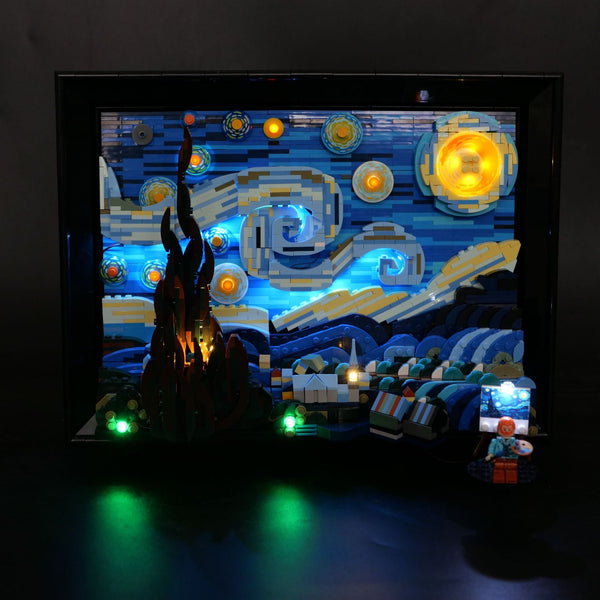 LP building block lighting suitable for 21333 Vincent van Gogh Starry Moon Night Sky Oil Painting LED remote control lighting
