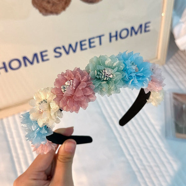 Fashionable fabric flower stamen flower hair hoop for women