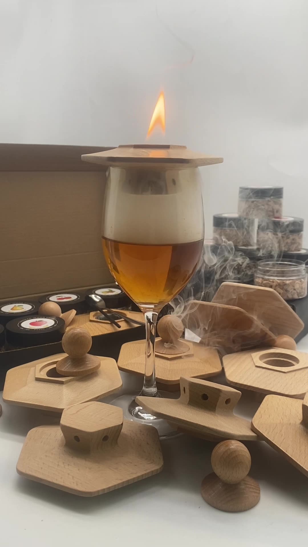 Cocktail Wood Smoker Hexagonal Round Saucer Bar Kitchen Smoking Tools Smoking Wood Cover 6pcs