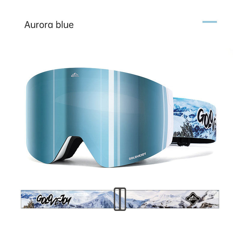 Magnetic ski goggles for men and women double anti-fog outdoor sports riding equipment goggles windproof