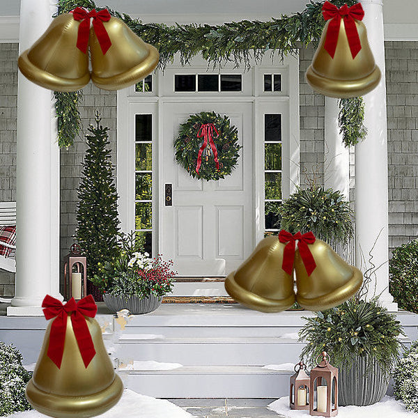 New inflatable Christmas bell with bow decoration for outdoor courtyard decoration