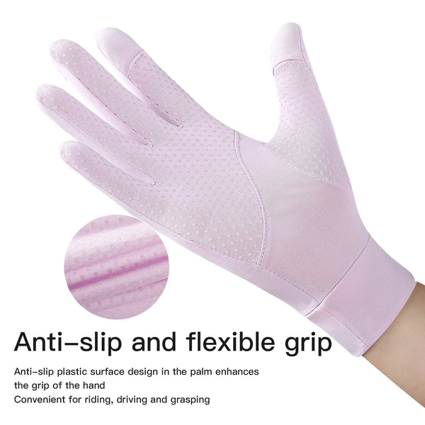 Cycling UV resistant thin breathable silicone anti slip touch screen sunscreen ice silk gloves
