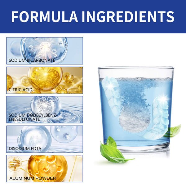 Denture Cleaning Tablet, White Denture Fresh Breath Oral Care Cleaning Tablet