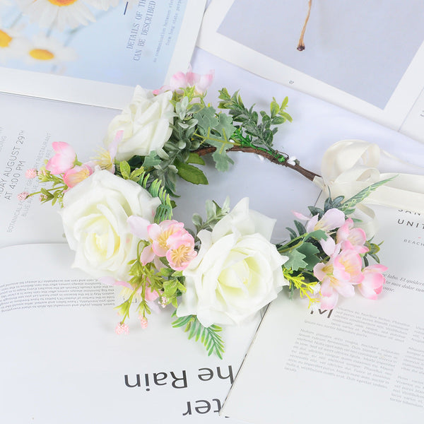 Super Fairy Girl Bride Scenic Area Photography Flower Wreath Hair Accessories Handmade Silk Flower Wreath Headwear