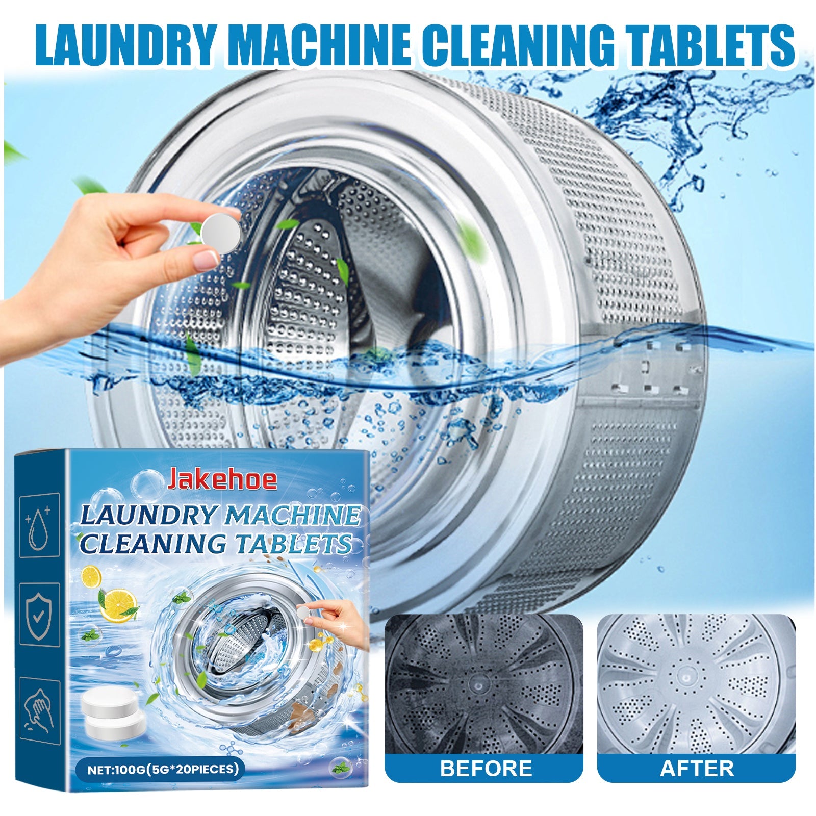 Laundry Machine Cleaning Tablets, Roller Washing Tank Remove Dirt Clean Smell Fragrant Clean