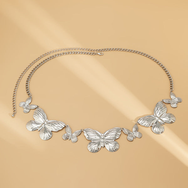 Creative exaggeration metal single-layer pants chain body chain hip-hop punk butterfly tassel waist chain