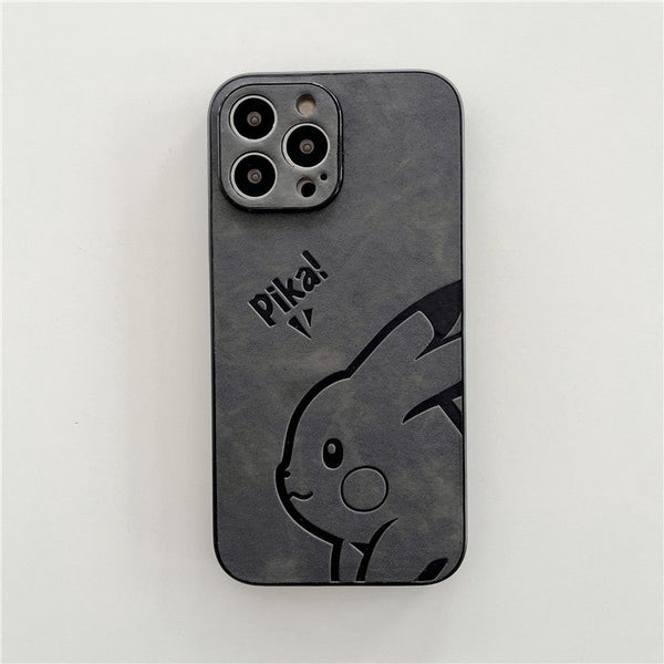 Cute Pikachu Suitable For iPhone13pro Mobile Phone Shell Leather Apple 12mini/Xsmax Pressed Leather 11