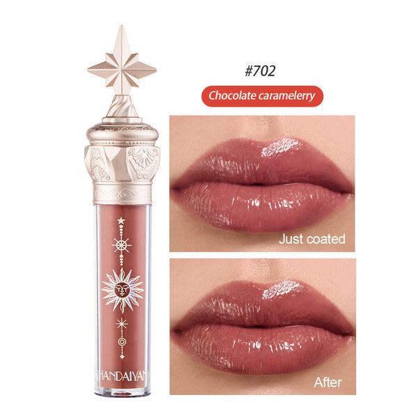 HANDAIYAN Small Star Stick Lip Gloss Lipstick Water Light Film Mirror Lip Glaze Glass Lip Gloss Moisturizing Lasting Not Easy To Fade