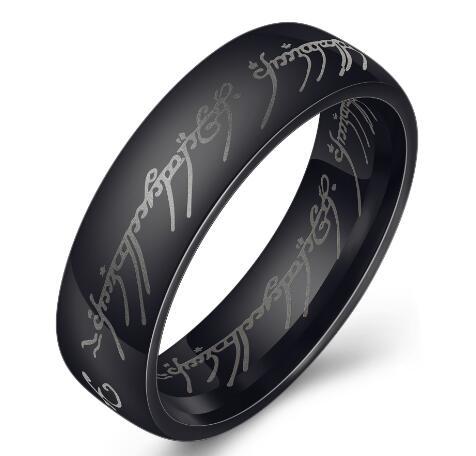 European and American movie peripheral laser Arabic font ring The Lord of the Rings stainless steel 6MM ring personality