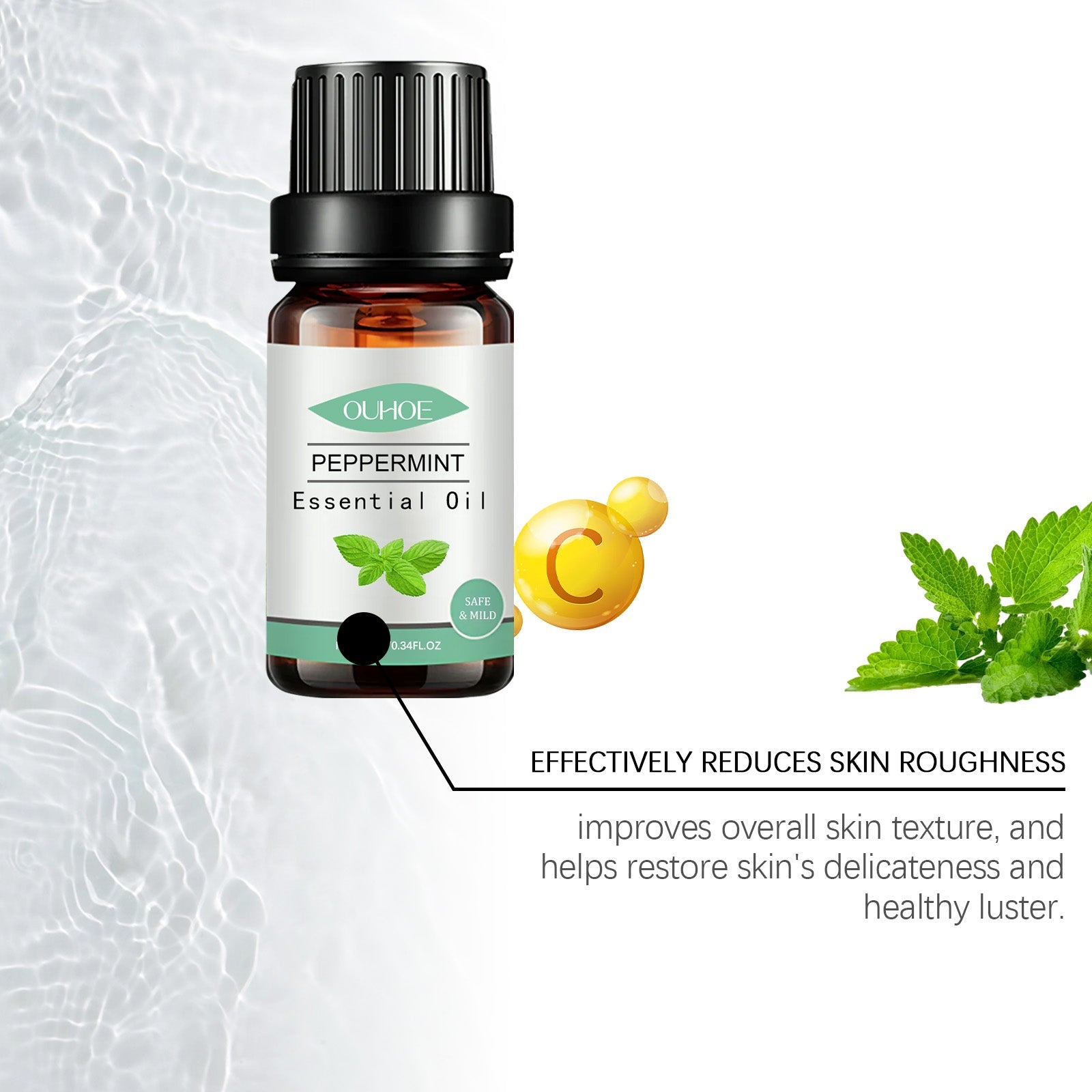 Mint Skin Care Essential Oil, Living Room Office Mint Fragrance Body Soothing Long-Lasting Moisture Lock To Enhance Skin