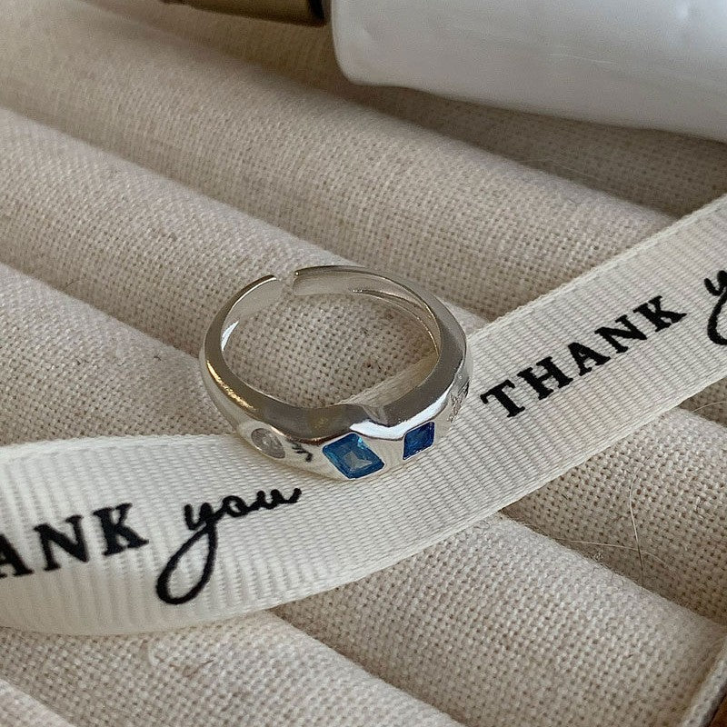 Dopamine love colored zircon diamond ring female niche index finger high-end fashion personality open ring