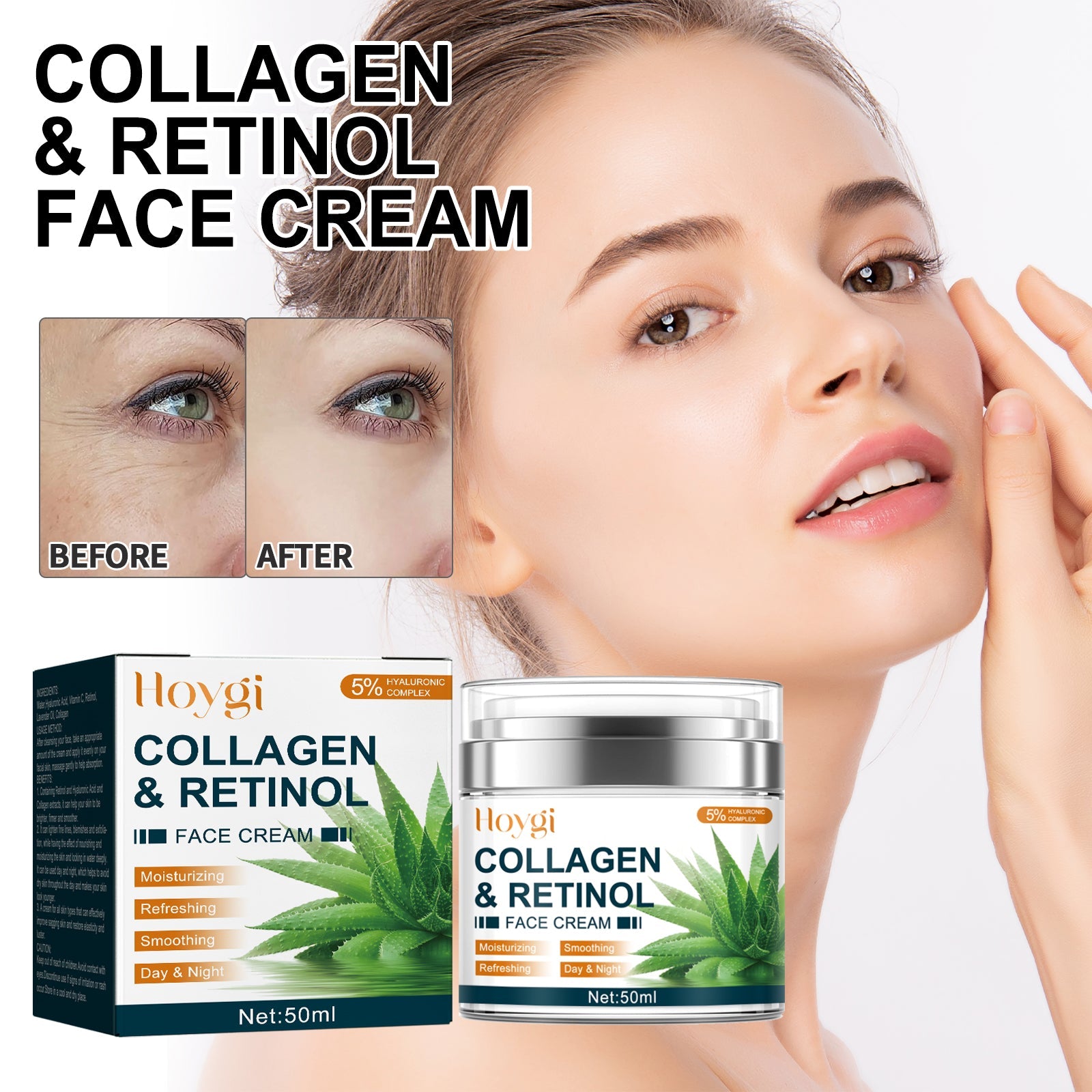 Collagen Retinol Facial Moisturizer Reduces Fine Lines, Hydrates, Anti-Wrinkle, Firming And Firming Skin