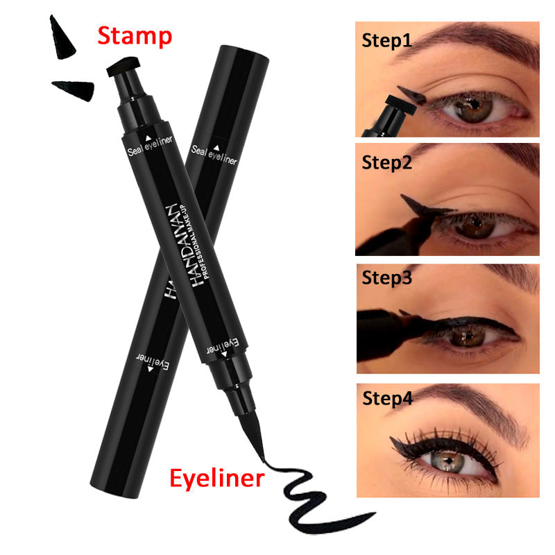 HANDAIYAN Double Ended Stamp Eyeliner Pencil Triangle Stamp Eyeliner 2 In 1 Waterproof Eyeliner