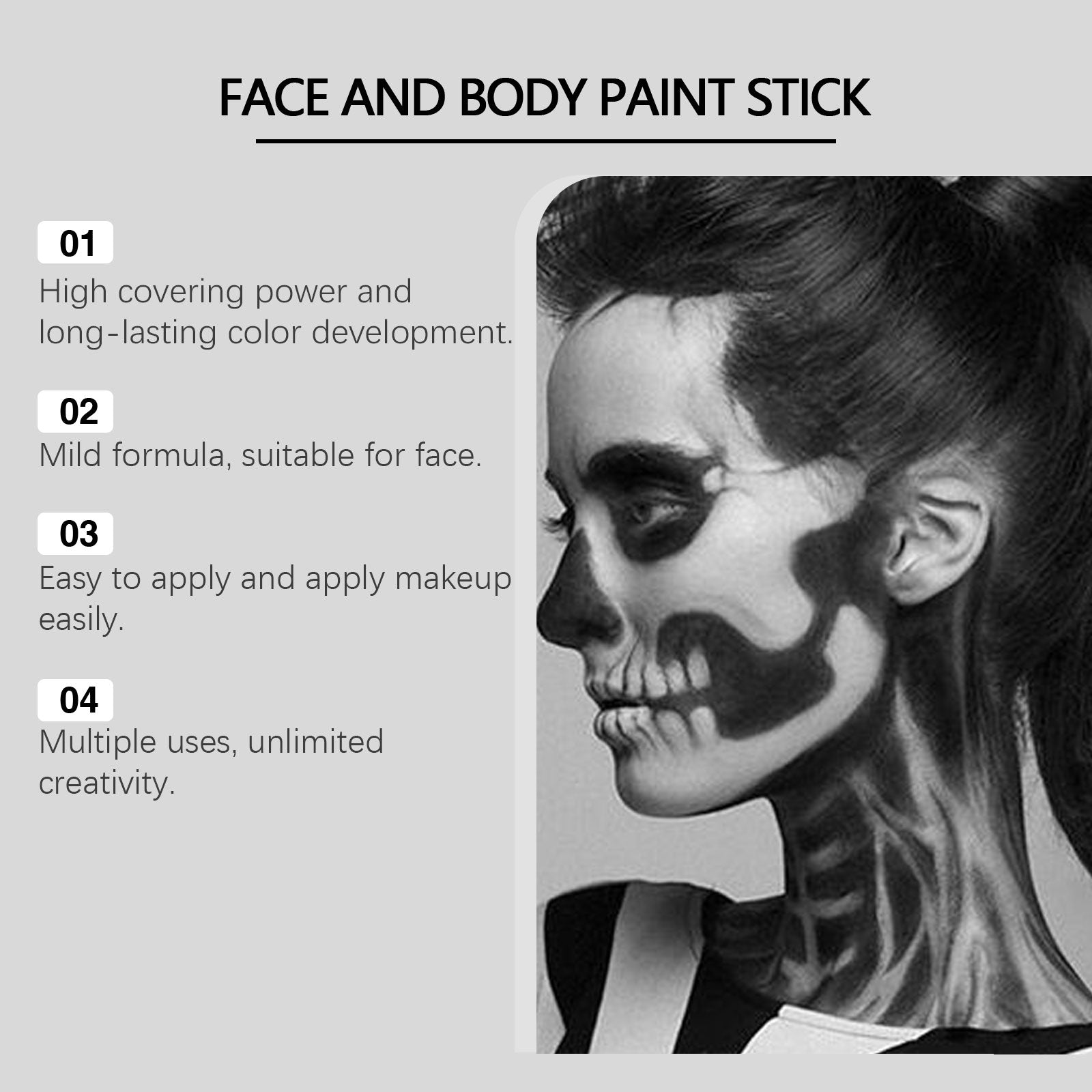 Halloween Face Painting Stick Set, Covered With Painted Foundation Makeup Clown Colorful Stick
