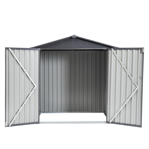XWT014 Garden Metal Storage Shed Gray White 6x4x6ft outdoor storing tools Rainproof Hinge door version