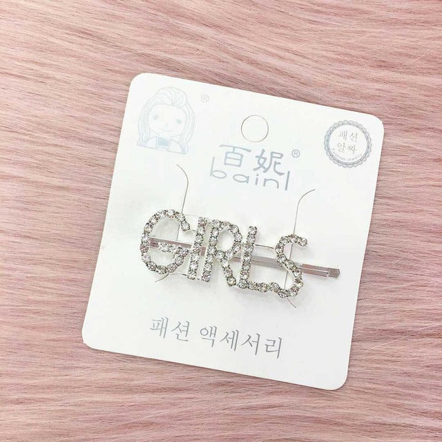 1PC Bling Letter Hairpins Headwear for Women Girls Hair Clips Pins Barrette Tools Hair Accessories