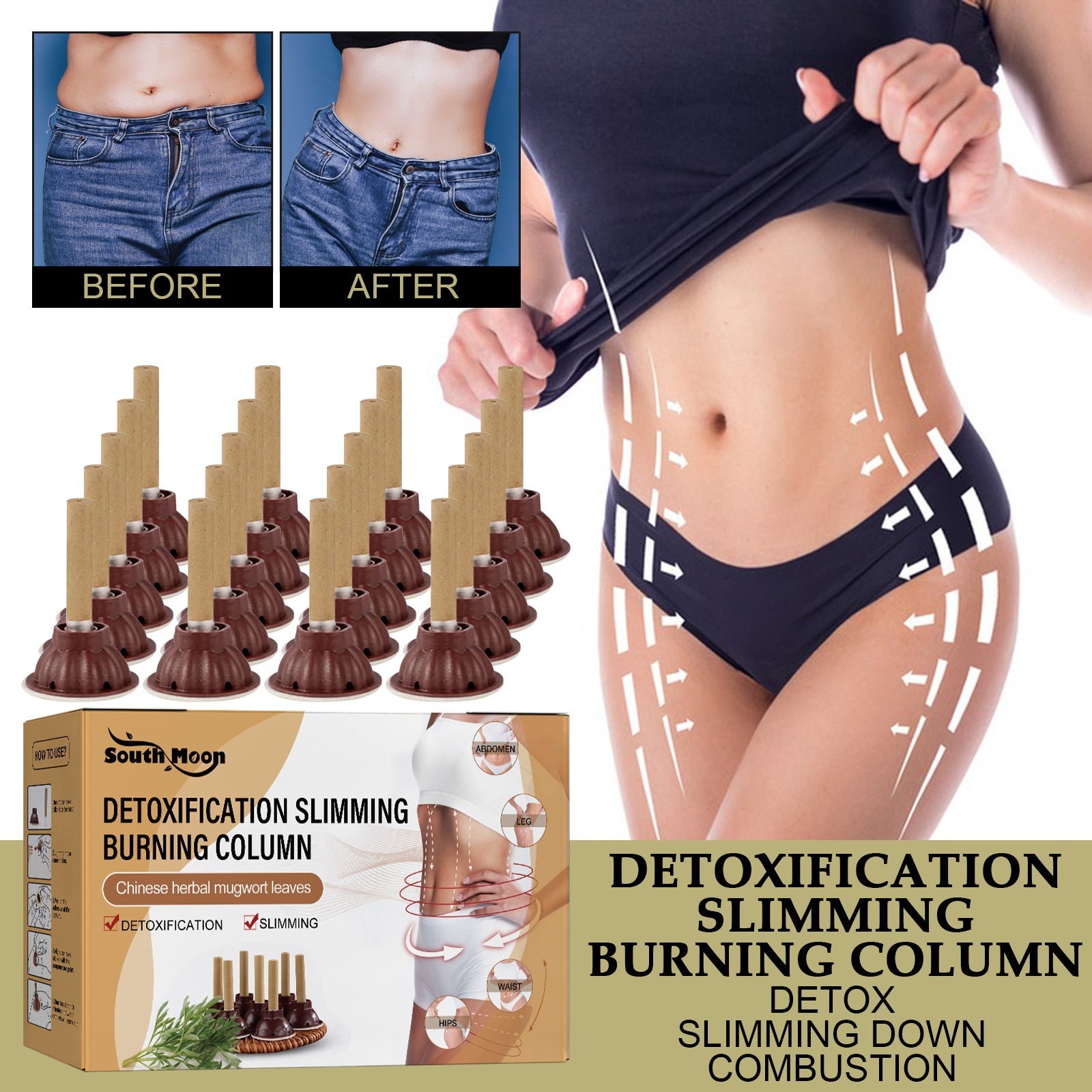 Detoxification Slimming Burning Column, Wormwood Burning Column Lifts Loose Skin Belly Firming And Shaping Body
