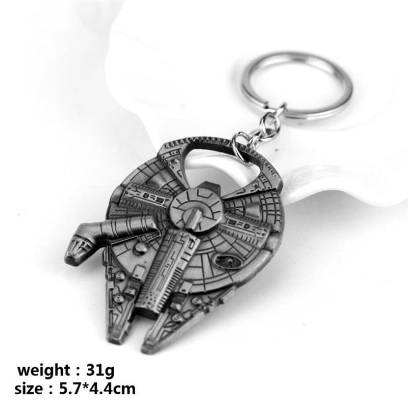 Movie Millennium Falcon Key Chain Cosplay Badge Bottle Opener Fashion Fancy Funny Souvenir Gift Spaceship Key Ring